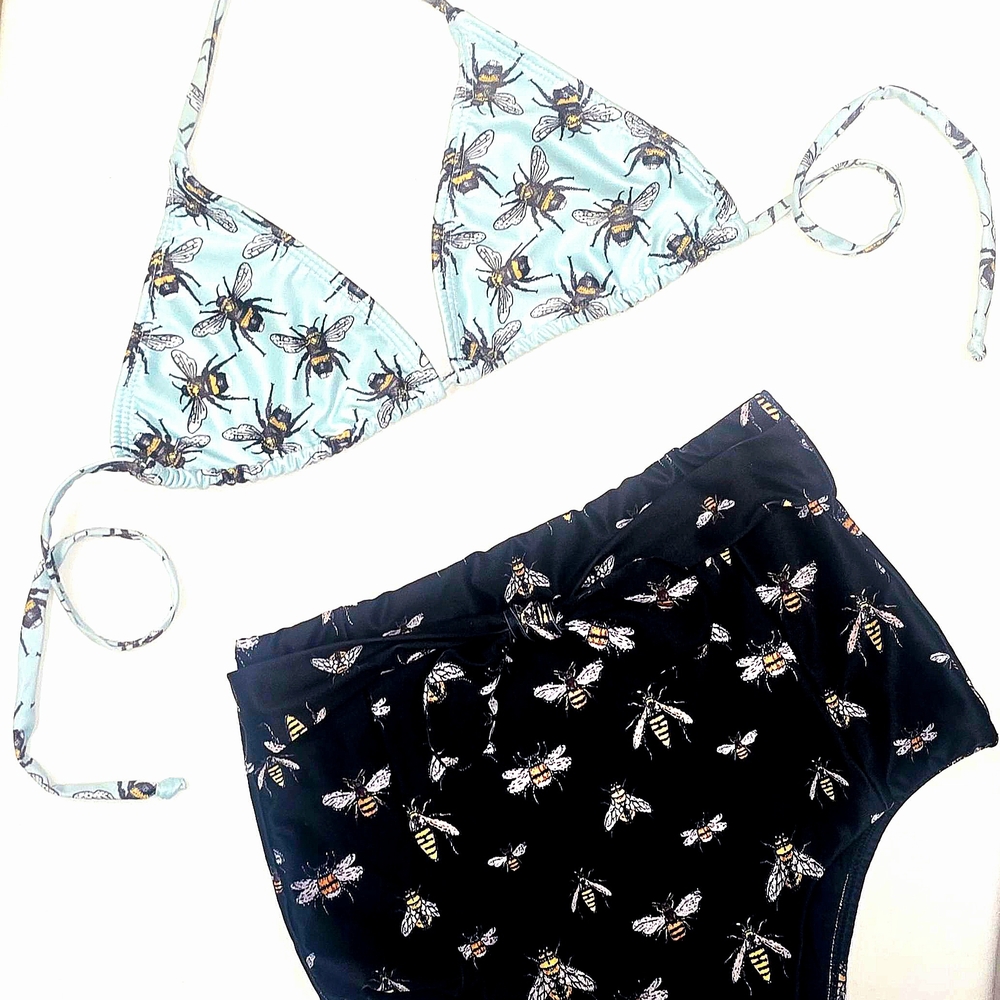 VERDELIMÓN Bee Print High Waisted Bikini